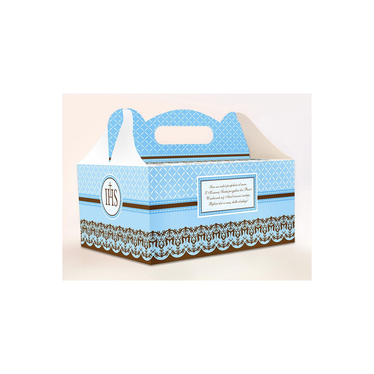 Ozdobne pudełka na ciasto komunijne Partydeco 190x140x90 10 sztuk (PUDCS6/B)