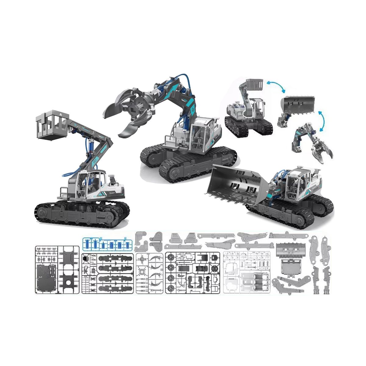 Koparka Lean Zestaw 3w1 DIY Koparka Podnośnik Maszyny Hydrauliczne 168 elementów (12419)