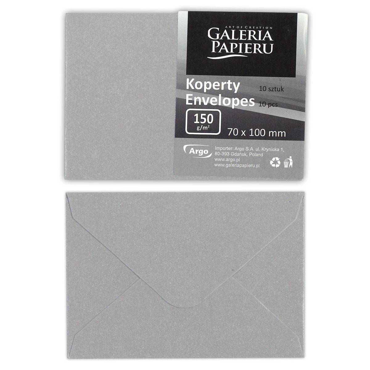 Koperta Galeria Papieru pearl jasnosrebrny srebrna [mm:] 70x100 (280440) 10 sztuk