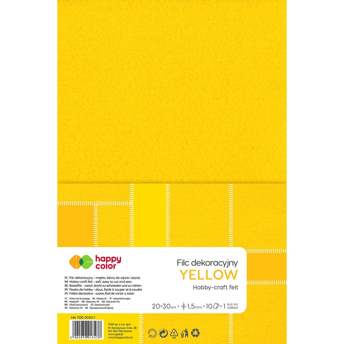 Filc Happy Color kolor: żółty 10 ark. [mm:] 200x300 (HA 7150 2030-1)