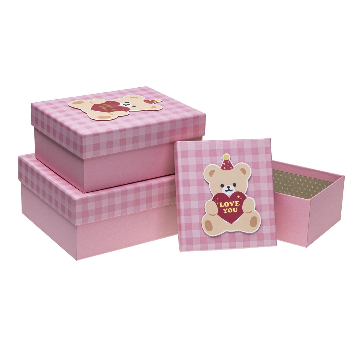 Pudełko na prezent Rozette [mm:] 250x210 (PUD-23280-PR BEAR pink set 3)