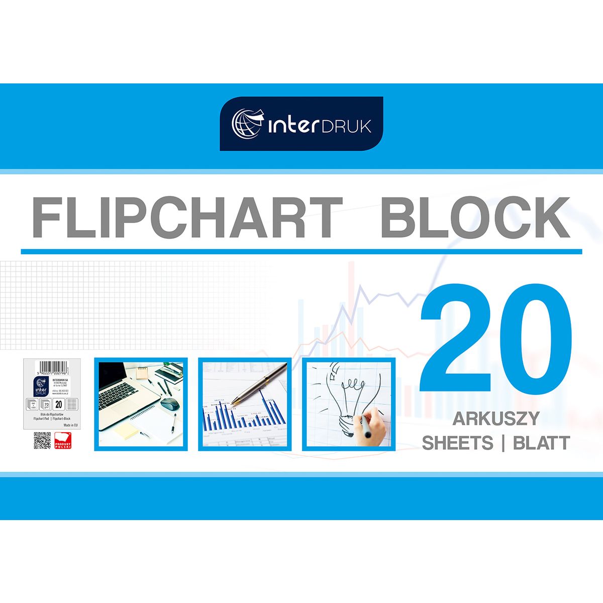 Blok do tablic flipchart Interdruk A1 20k. 80g krata [mm:] 1000x640 (FLI20#)