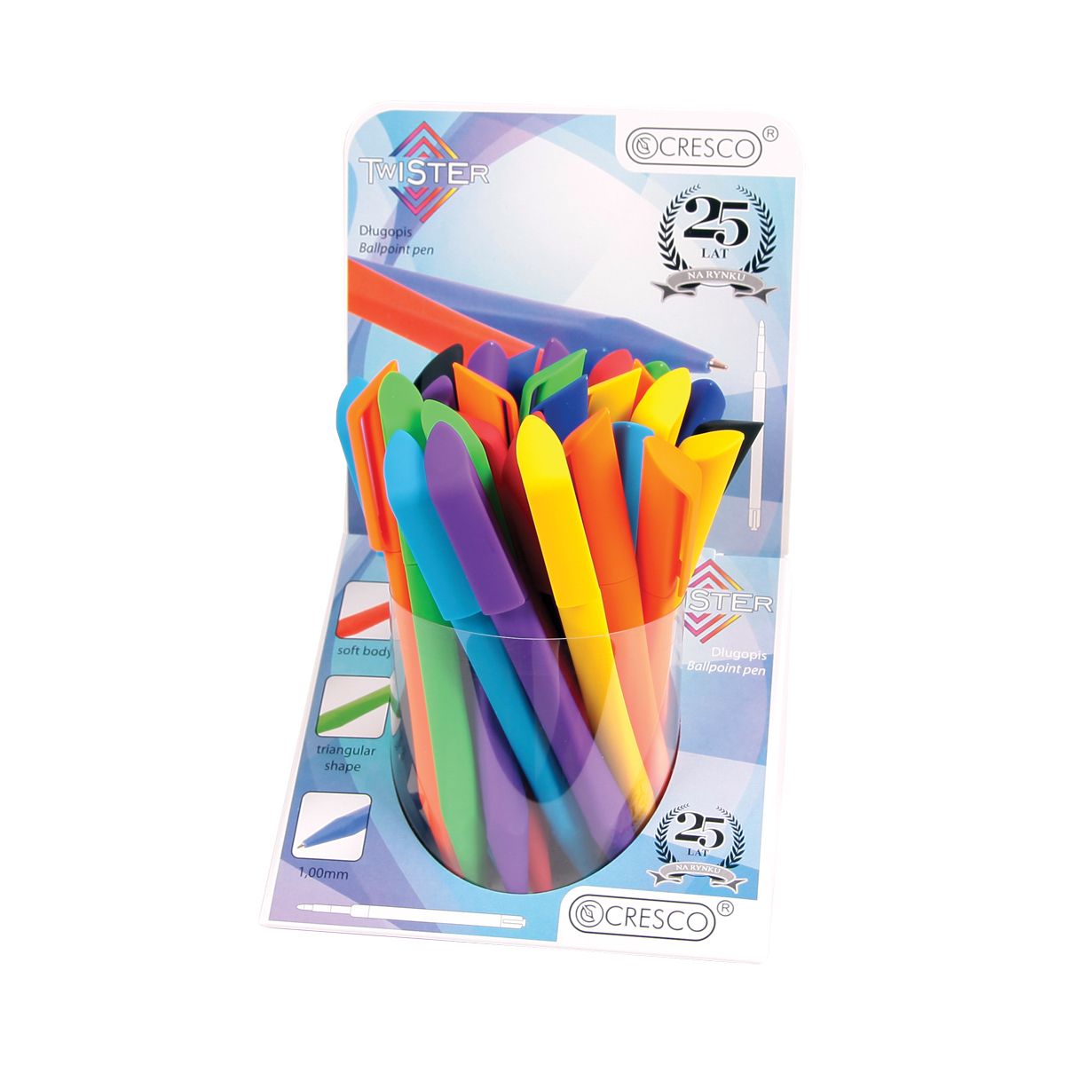Długopis wielkopojemny Twister niebieski 1,0mm Cresco (280000)