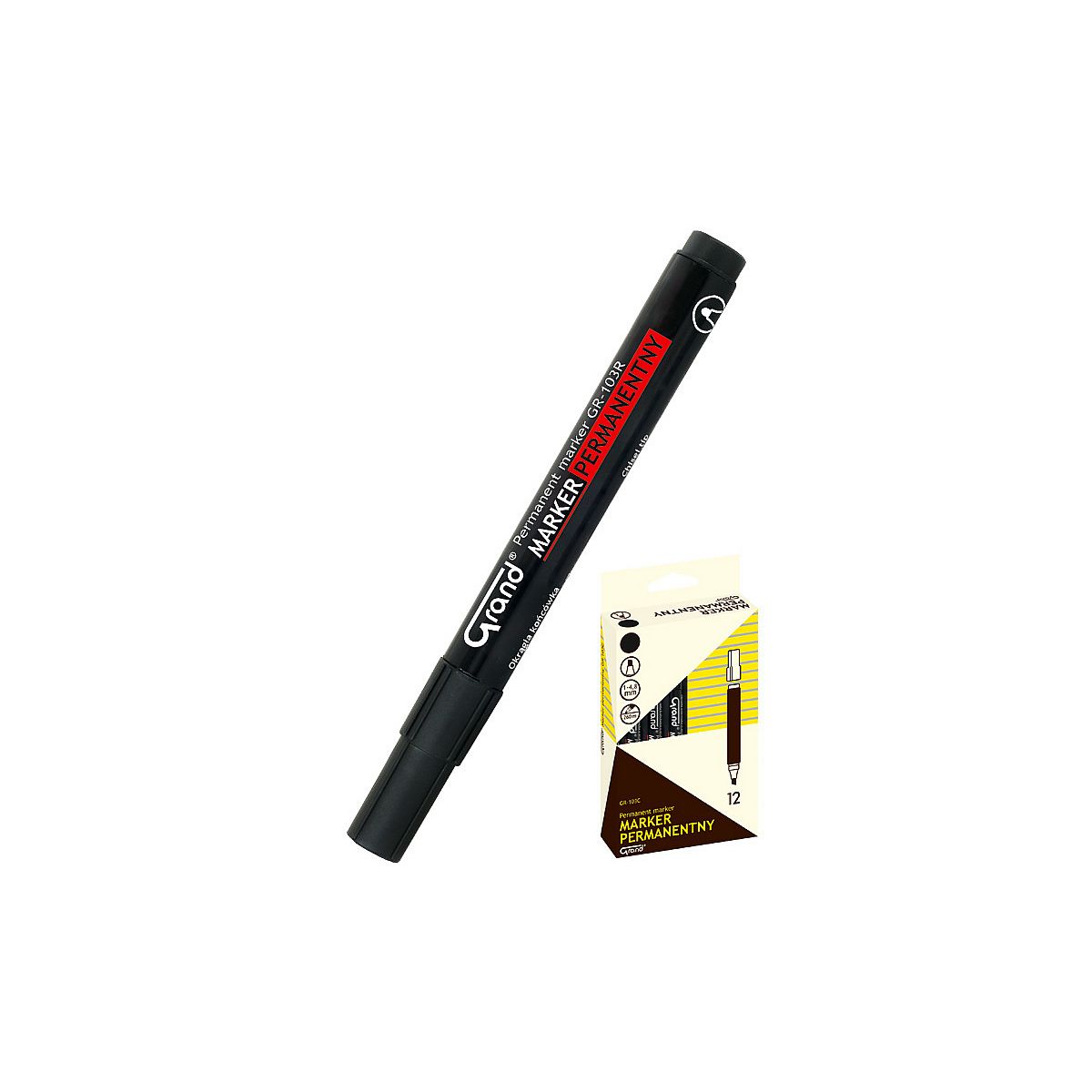 Marker permanentny GR-103C czarny 1,0-4,6mm ścięta końcówka Grand