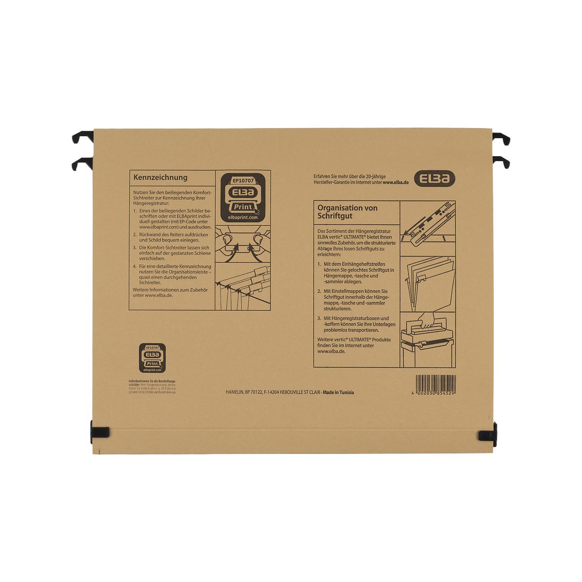 Teczka zawieszkowa Vertic Ultimate z poszerzanym dnem 2 cm A4 brązowy karton 320g Elba (100552068)