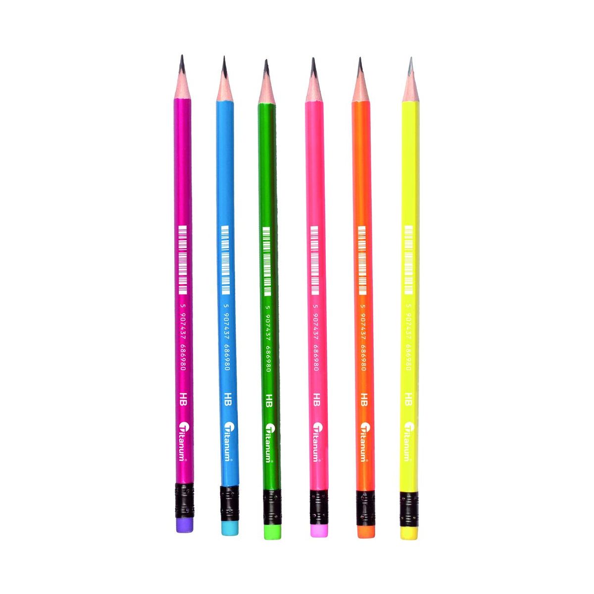 Ołówek Titanum z gumką trójkątny neon (T-OŁ-NEON6)