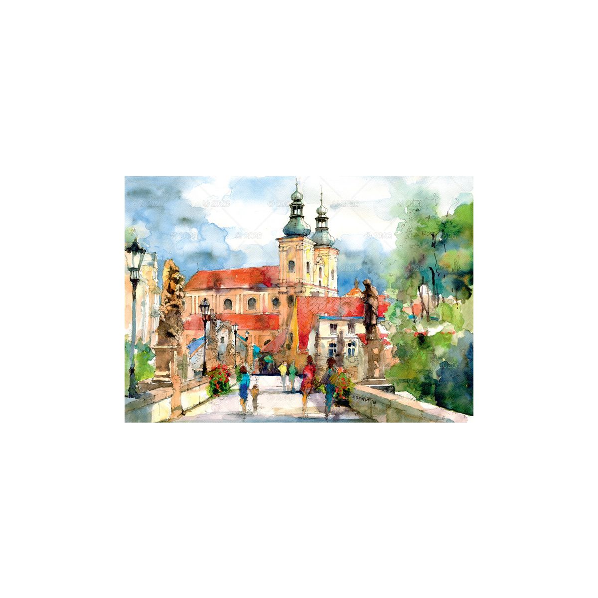 Kalendarz ścienny miasta w awkareli rodzinny 2026 280mm x 400mm Lucrum (WL05)