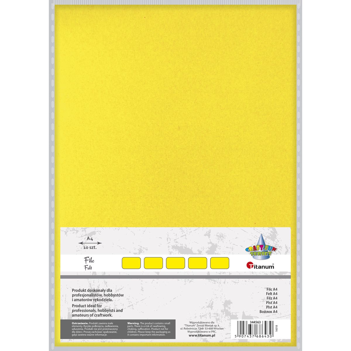 Filc Titanum Craft-Fun Series A4 kolor: cytrynowy 10 ark. (089)