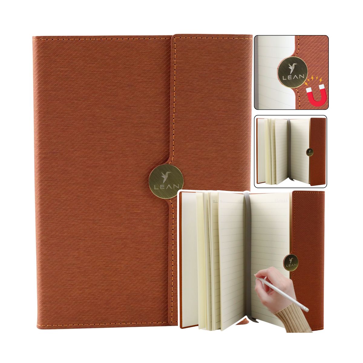 Notes (notatnik) Biurowy Na Magnes Notatnik  Z Obiciem Brązowy A5 95k. linia [mm:] 210x150 Lean (20683)