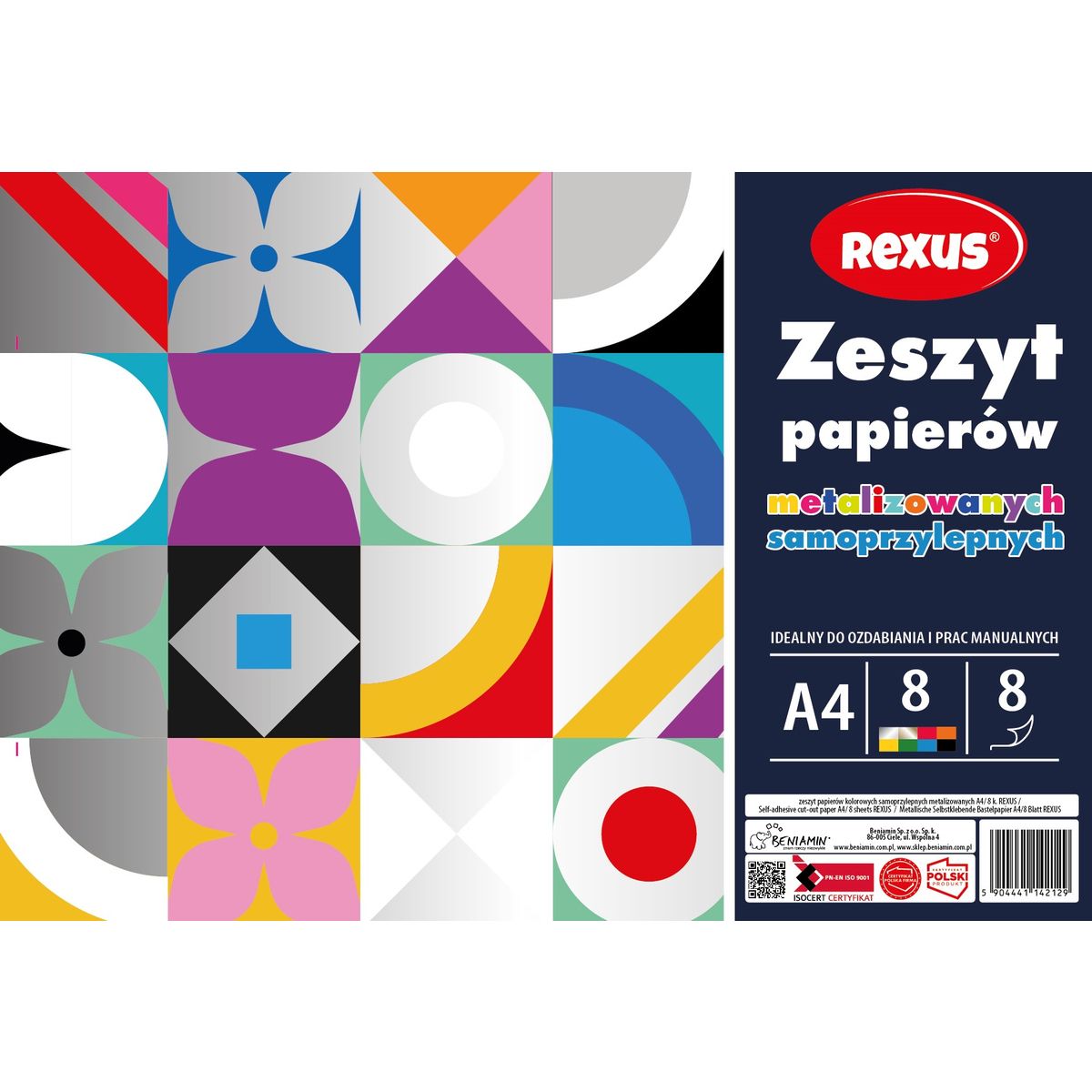 Zeszyt papierów kolorowych Beniamin metalizowanych A4 (2129)