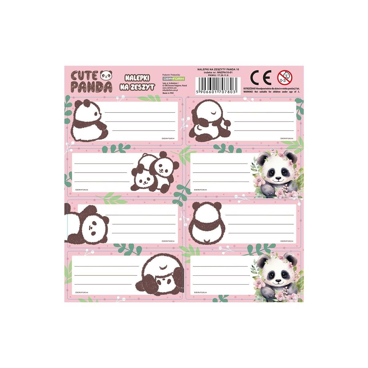 Naklejka na zeszyt Panda Derform (NNZPA10)