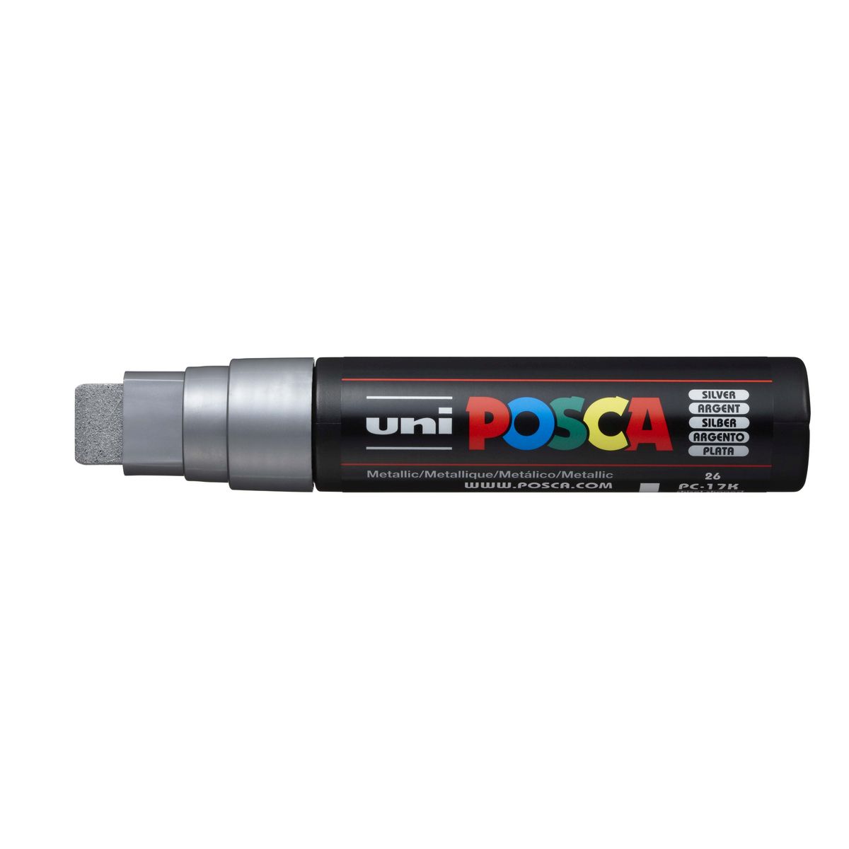 Marker suchościeralny POSCA srebrny mix 15mm ścięta końcówka Uni (PC-17k)