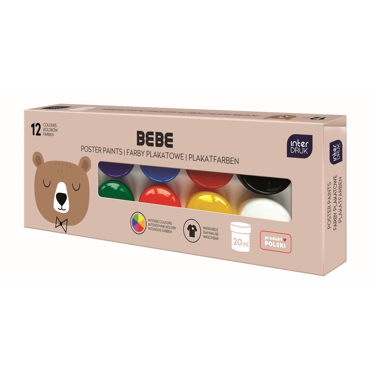 Farby plakatowe Interdruk BEBE FRIENDS kolor: mix 20ml 12 kolor.