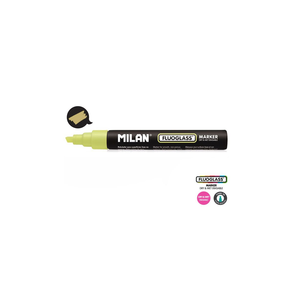 Marker specjalistyczny Milan do szyb fluo żółty 2,0-4,0mm ścięta końcówka (591292012)