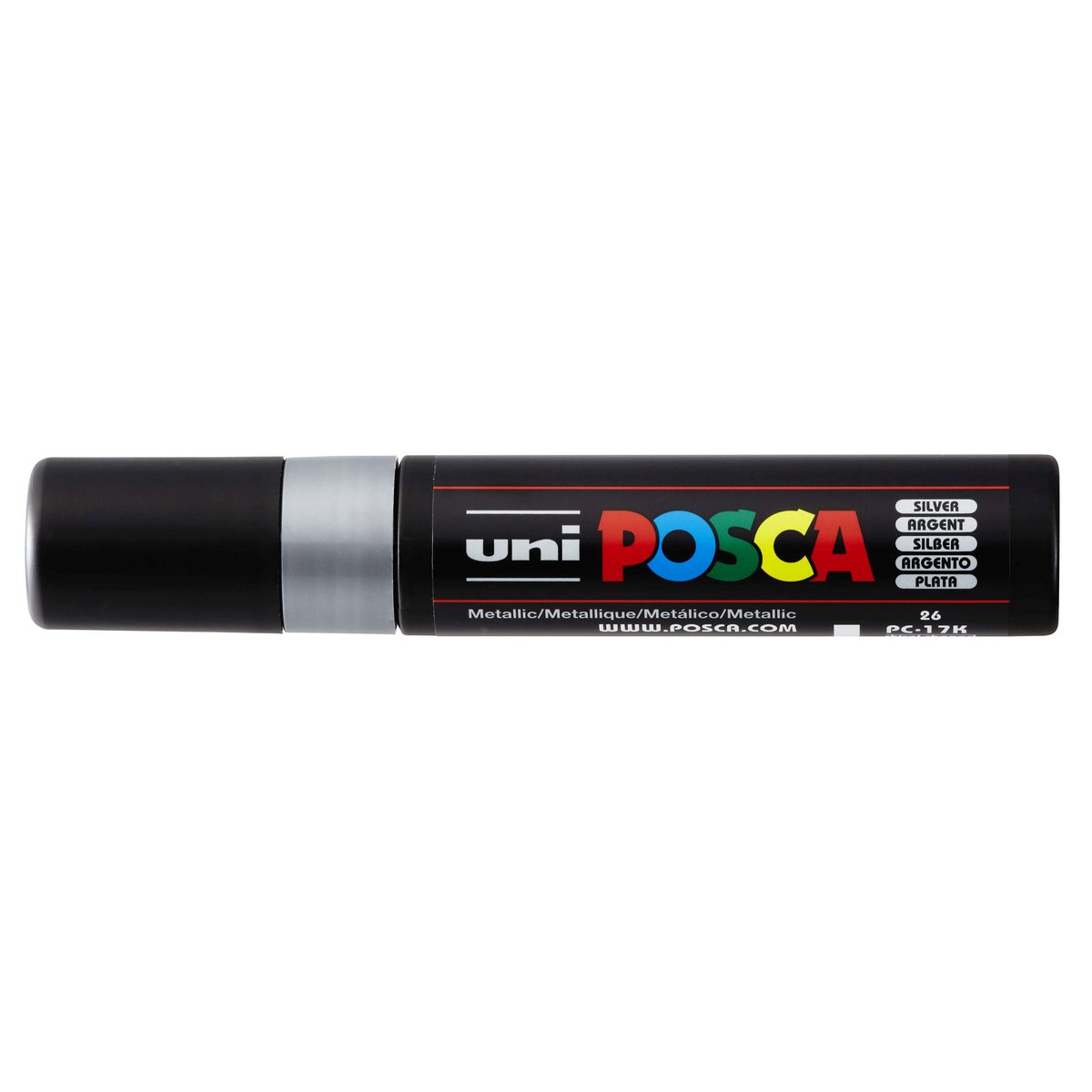 Marker suchościeralny POSCA srebrny mix 15mm ścięta końcówka Uni (PC-17k)