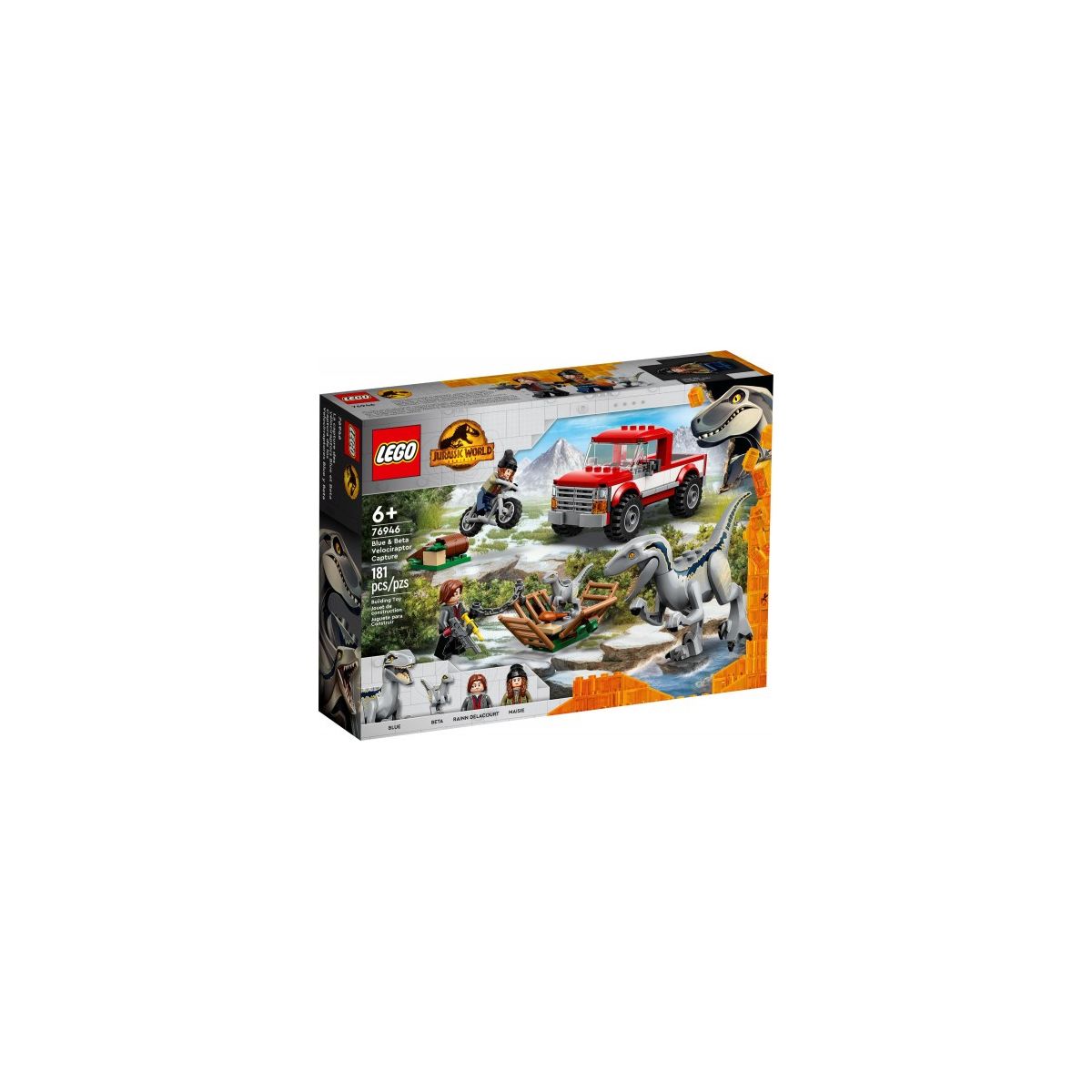 Klocki konstrukcyjne Lego Jurassic World Schwytanie welociraptorów Blue i Bety (76946)