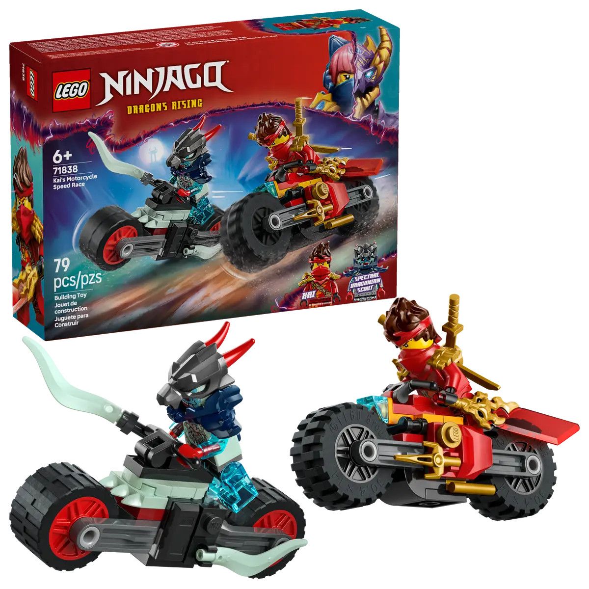 Klocki konstrukcyjne Lego Ninjago Wyścig motocyklowy Kaia (71838)