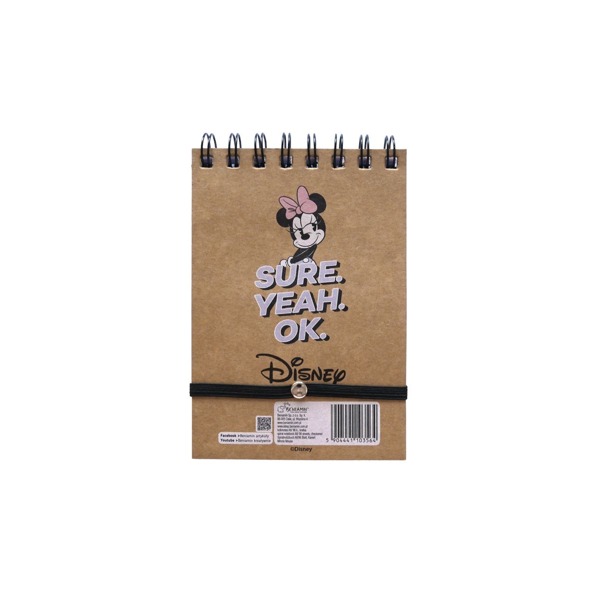 Kołozeszyt (kołobrulion) Beniamin Minnie Mouse ZAMYKANY NA GUMKĘ / KRAFT LINER A6 96k. 70g KRATKA [mm:] 120x155