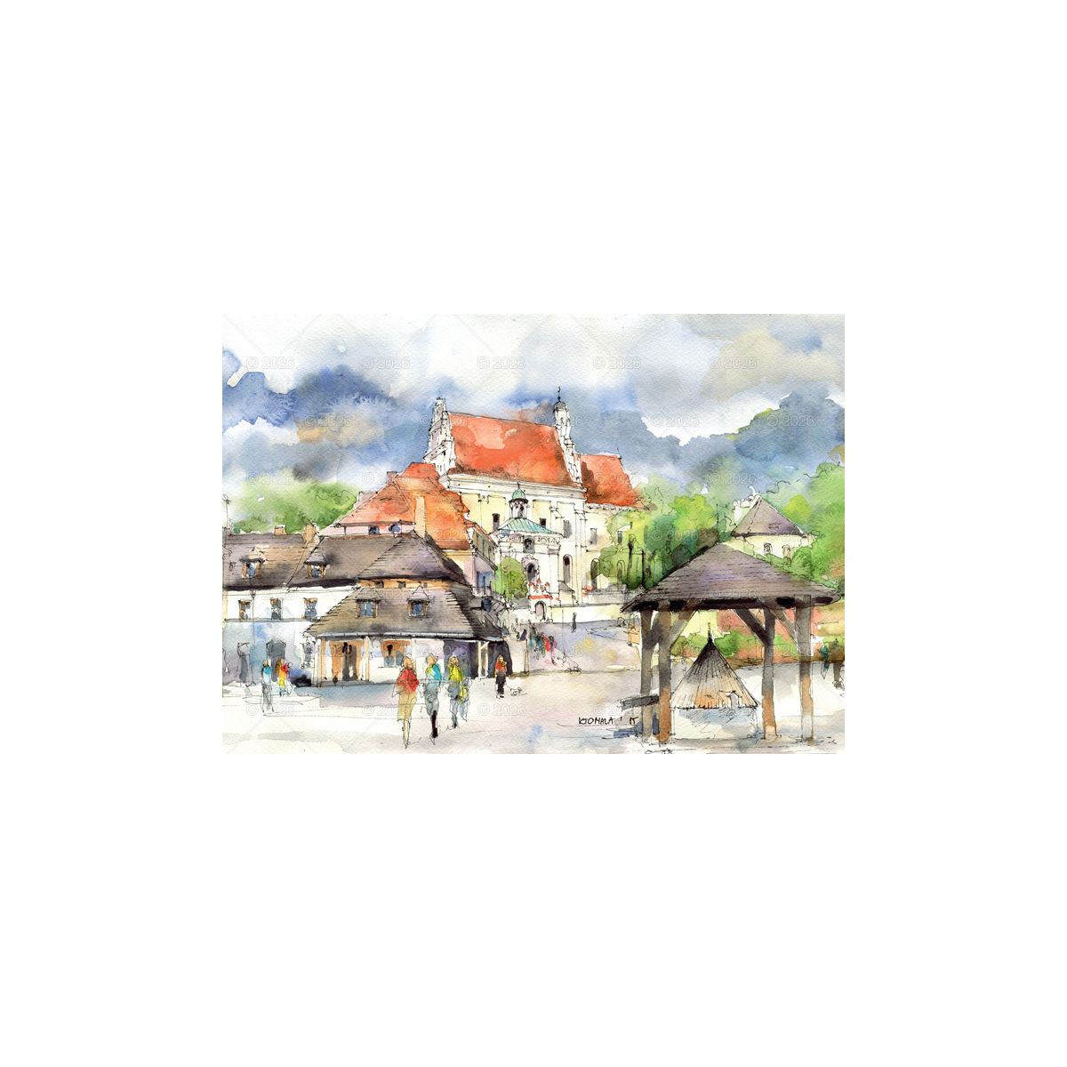 Kalendarz ścienny miasta w awkareli rodzinny 2026 280mm x 400mm Lucrum (WL05)