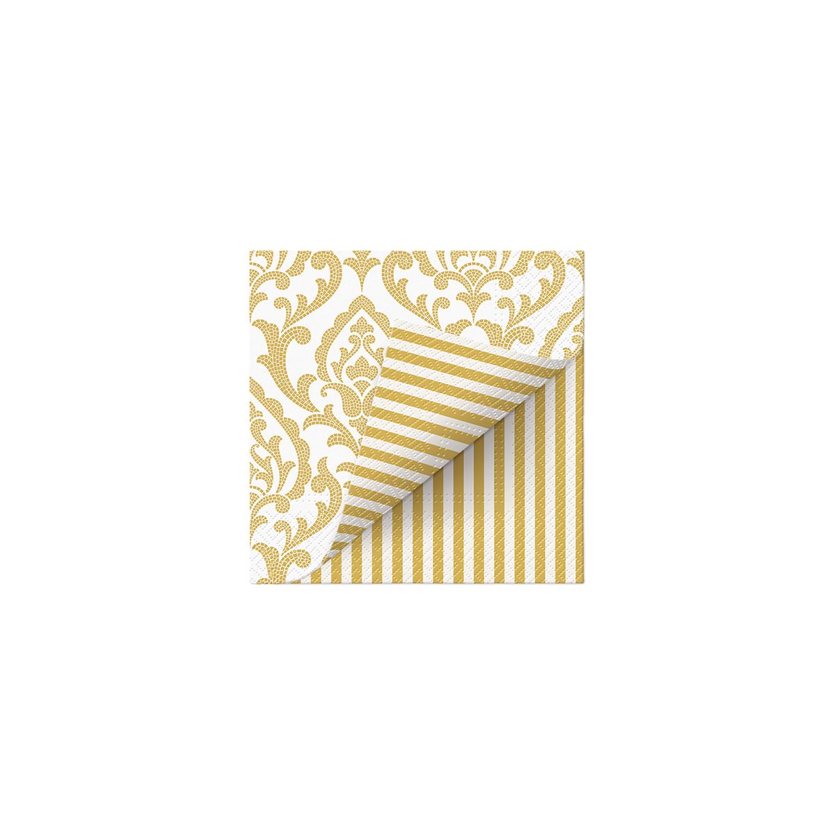 Serwetki Paw Lunch Double Design Portuguese Tiles Stripe (gold) mix nadruk bibuła [mm:] 330x330 (SDLD000409)