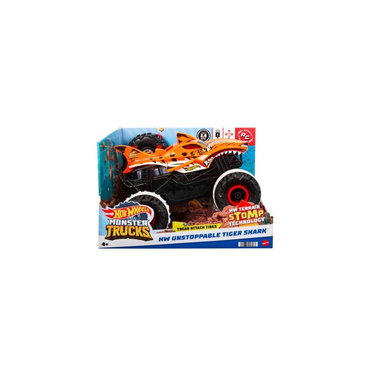 Samochód Hot Wheels Terenowy pojazd zdalnie sterowany Niepowstrzymany Tiger Shark 1:15 (HGV87)