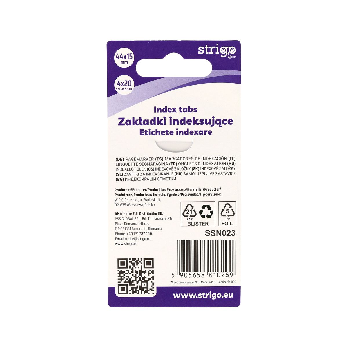 Zakładki indeksujące Strigo pieski 44x15mm x4bl 5905658810269 80k [mm:] 44x15 (SSN023)