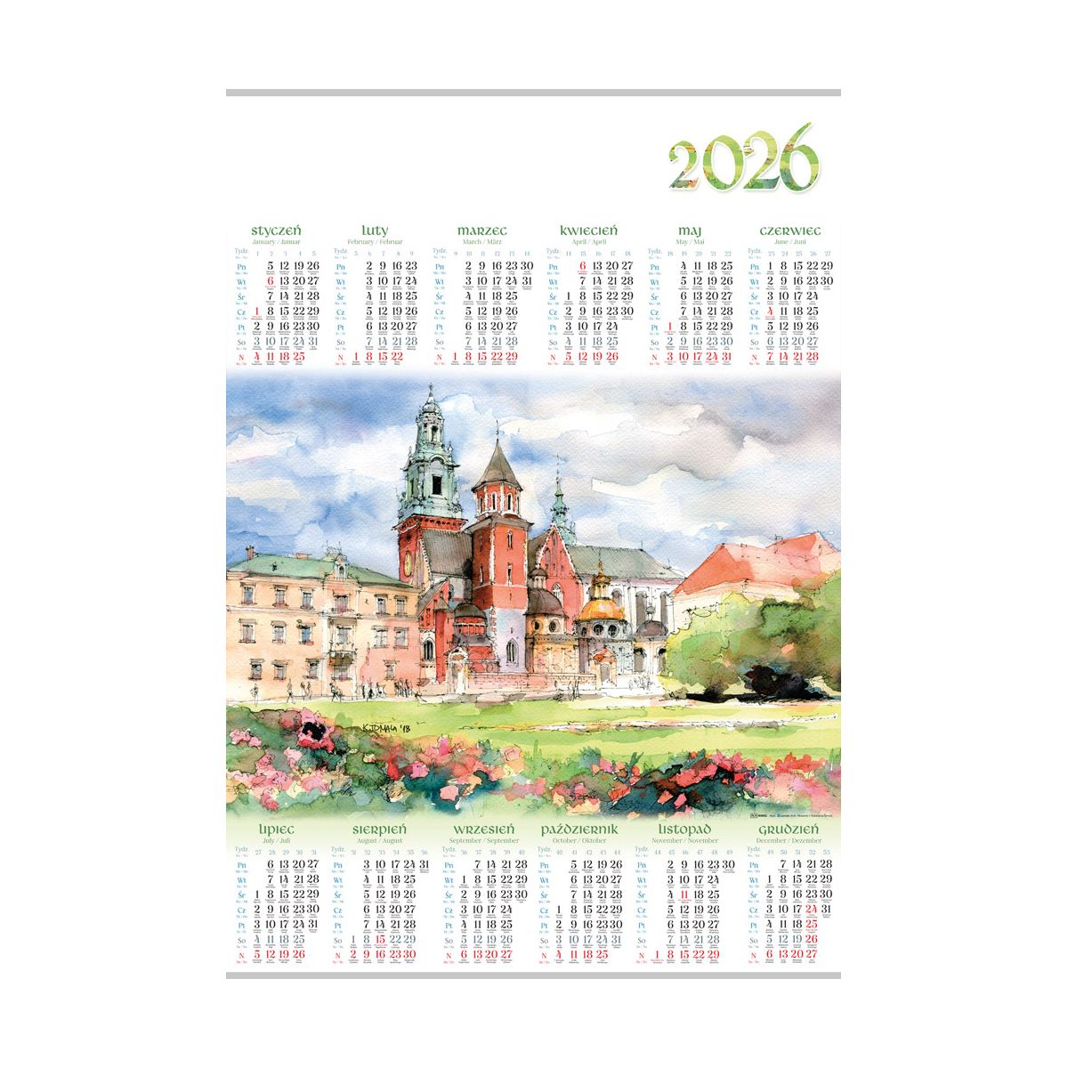 Kalendarz ścienny (401000) k:2915-377 RUCZAJ plakatowy 607mm x 880mm Lucrum (PL09)