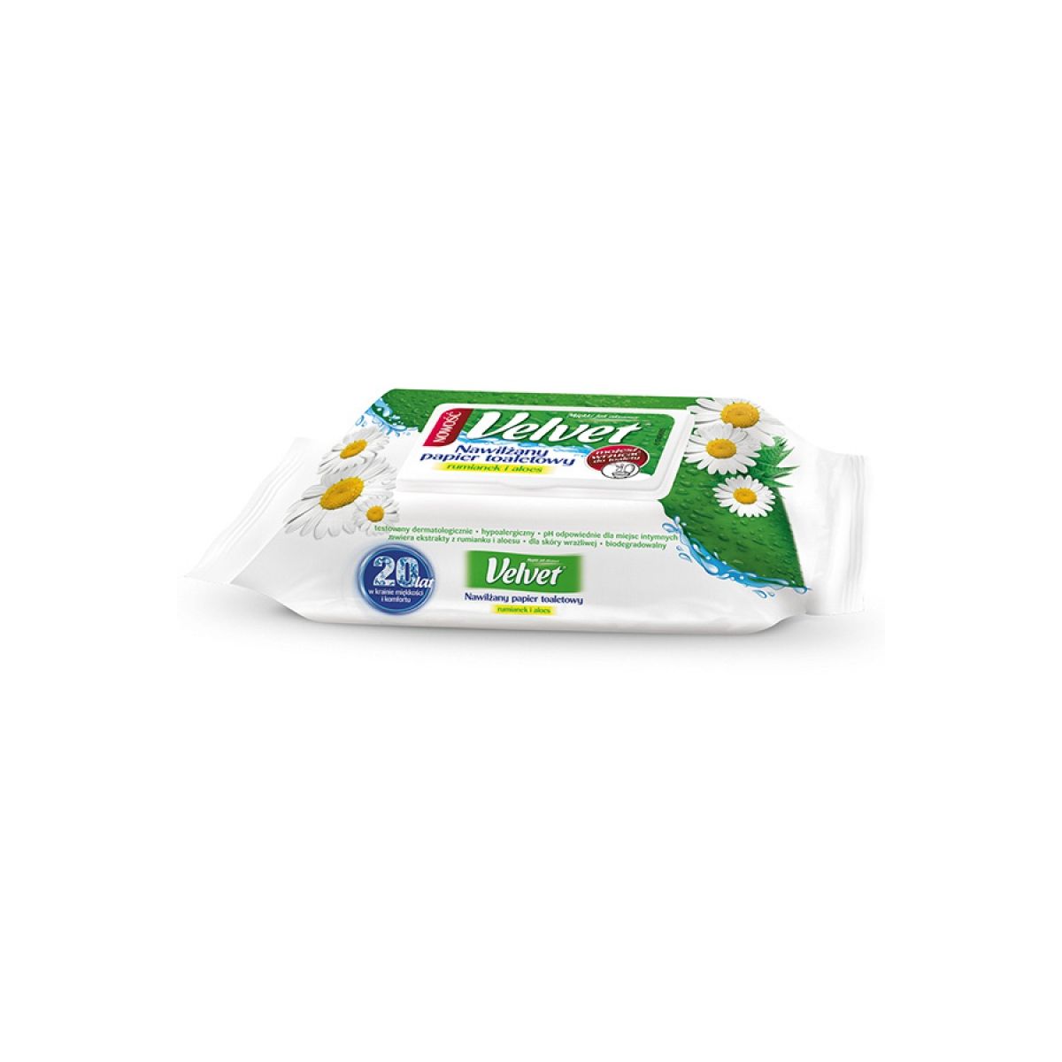Papier toaletowy nawilżany Camomile&Aloe Vera kolor: biały 48 szt Velvet