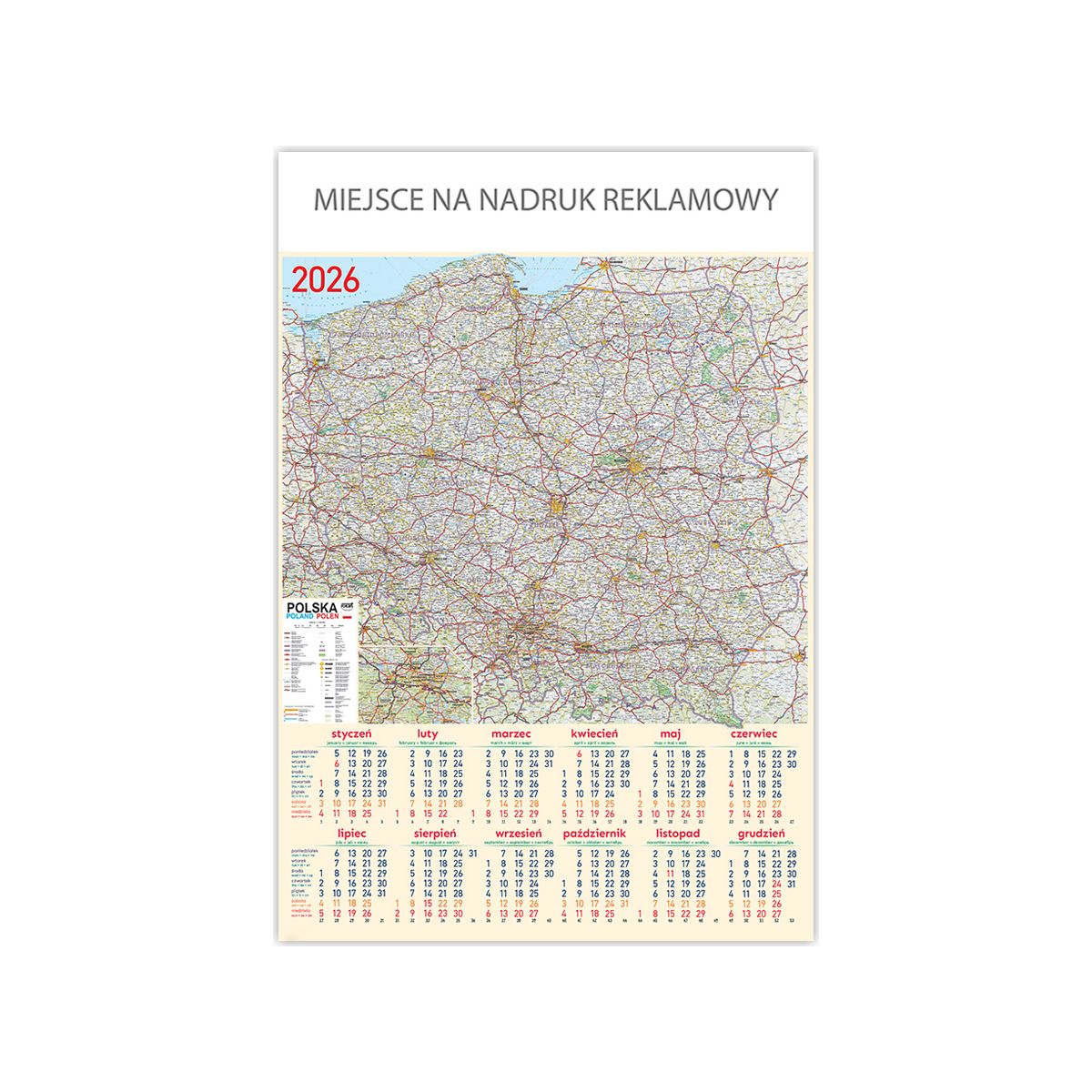 Kalendarz ścienny MAPA plakatowy 670mm x 988mm Telegraph (08)