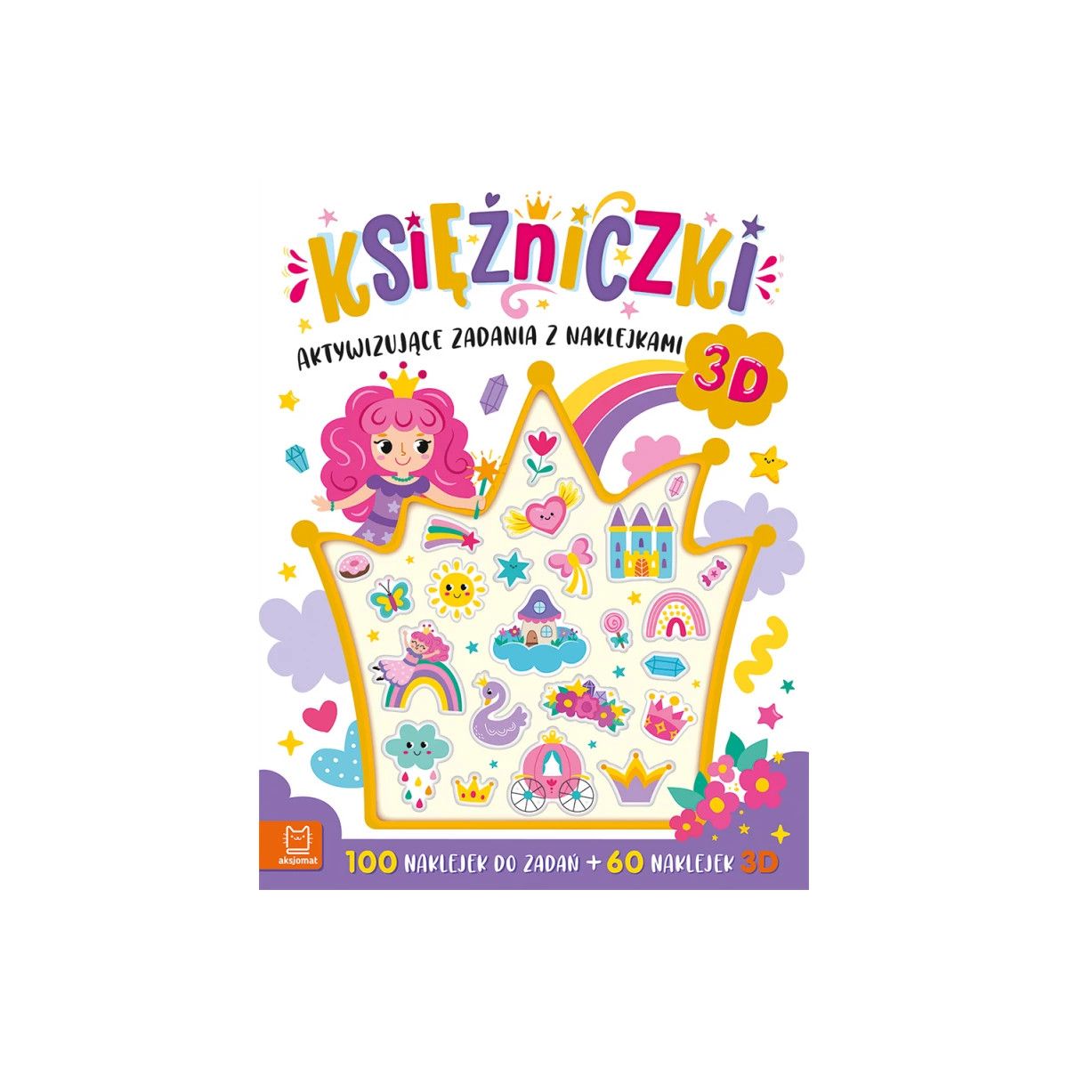 Książka dla dzieci Księżniczki. Aktywizujące zadania z naklejkami 3D Aksjomat