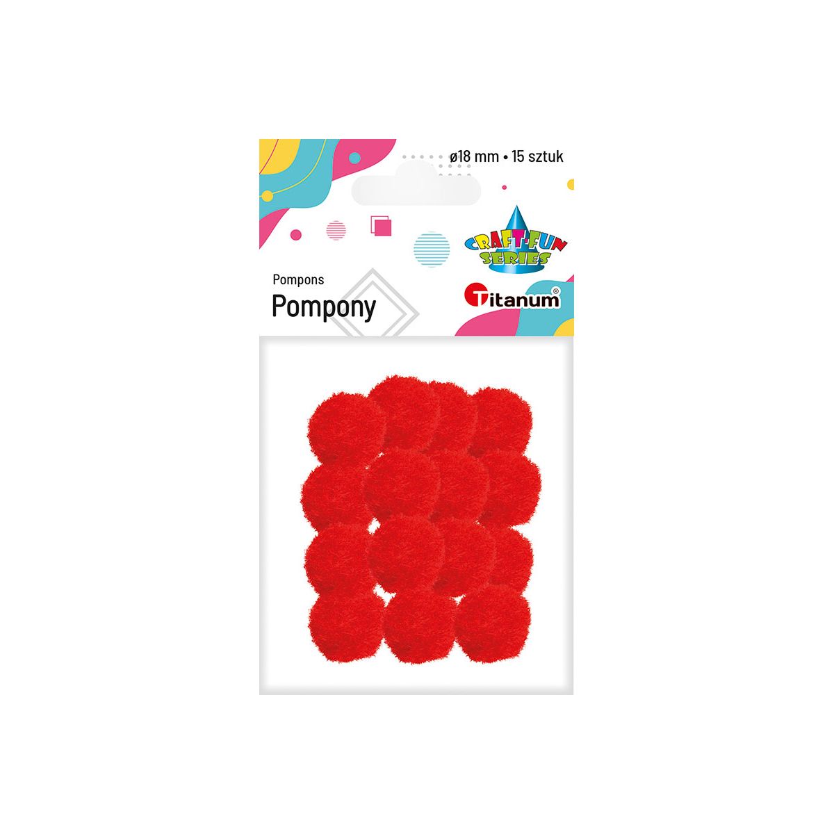Pompony Titanum Craft-Fun Series czerwone 15 szt