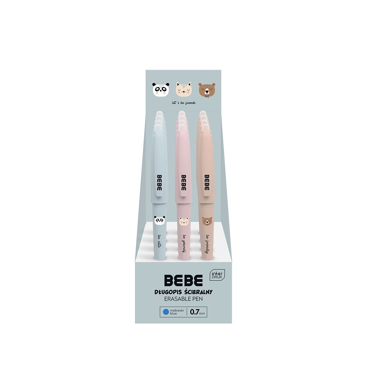 Długopis wymazywalny Bebe BB Friends Girls ze skuwką 5902277331830 niebieski 0,7mm (profilowany)