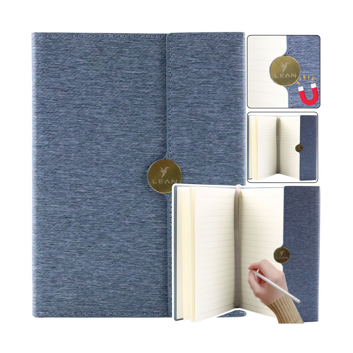 Notes Biurowy Na Magnes Notatnik  Z Obiciem Szary A5 95k. linia [mm:] 210x150 Lean (20685)