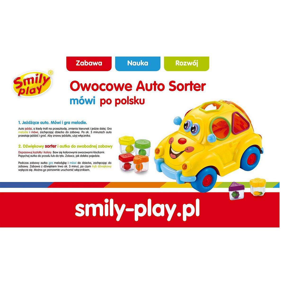 Sorter Zabawne auto z muzyką i światłem Smily Play (SP83668)