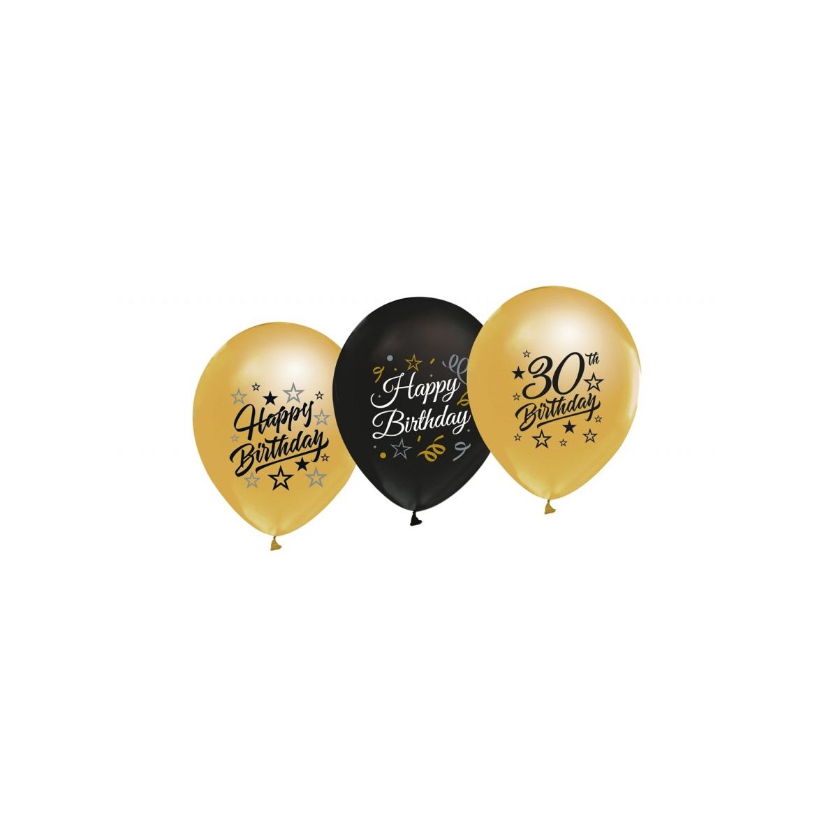 Balon gumowy Godan 30th Birthday czarno złote czarny 300mm 12cal (GP-ZC30)