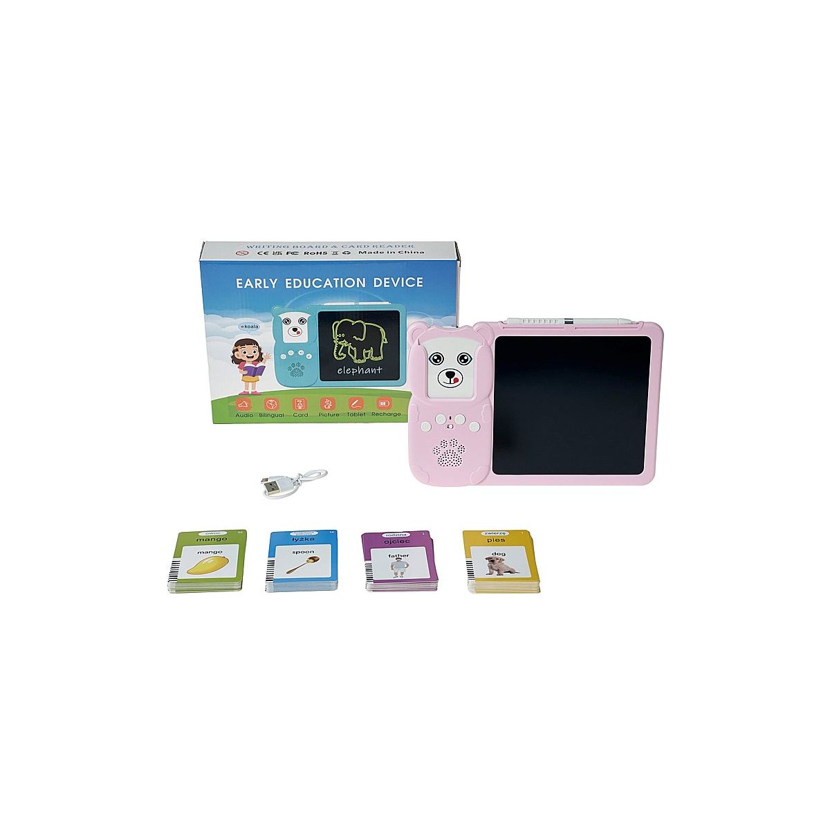 Zabawka edukacyjna Adar tablet edukacyjy polsko-angielski, czytnik kart do nauki (615304)