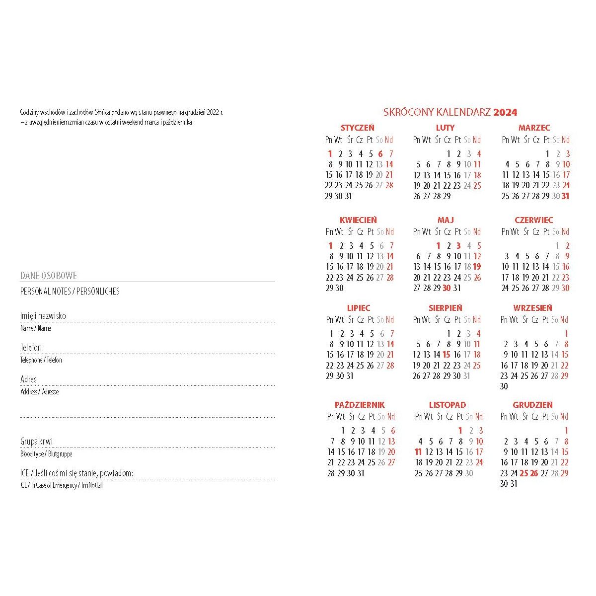 Kalendarz książkowy (terminarz) Avanti 70mm x 105mm (5901769620629)