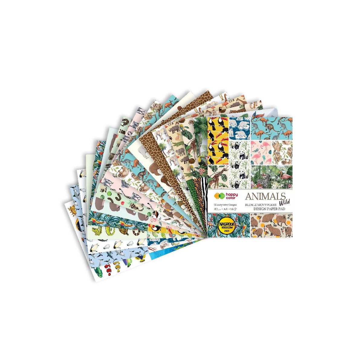 Zeszyt papierów kolorowych ANIMALS WILD A4 80g 15k Happy Color (HA 3808 2030-MW)