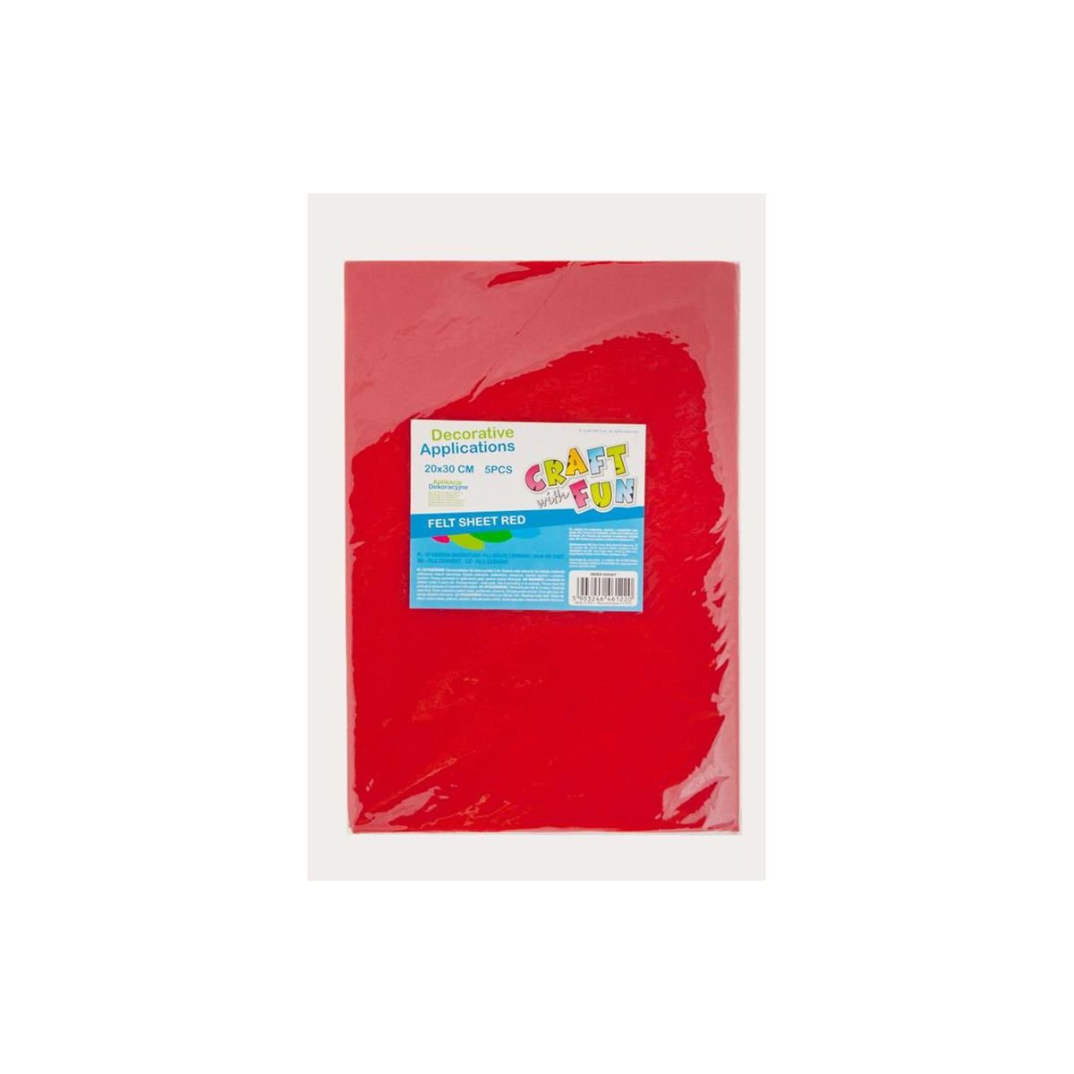 Ozdoba filcowa 20x30x5szt czerw 20x30 Craft with Fun (439307)