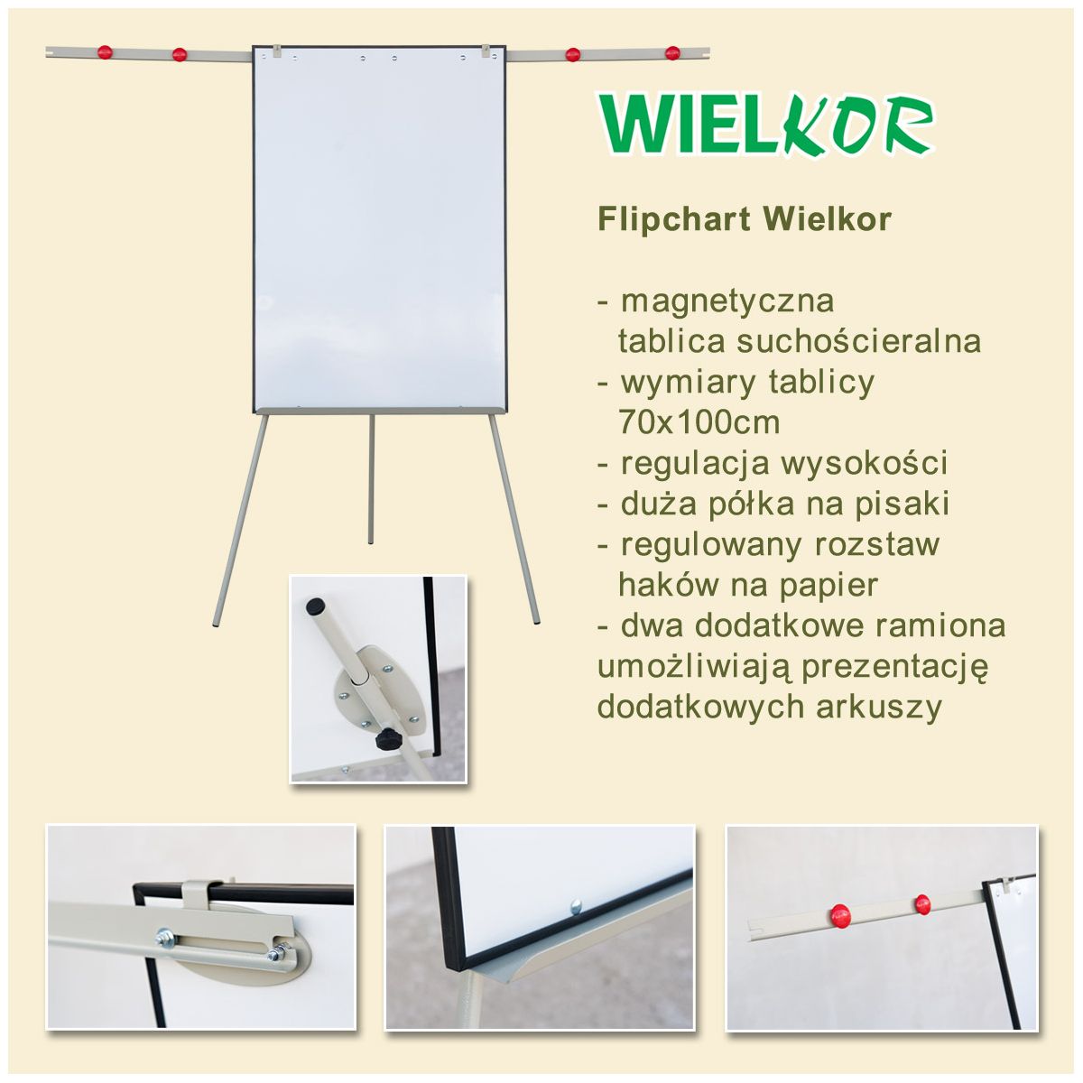 Tablica flipchart z ramionami [mm:] 700x1000 Wielkor