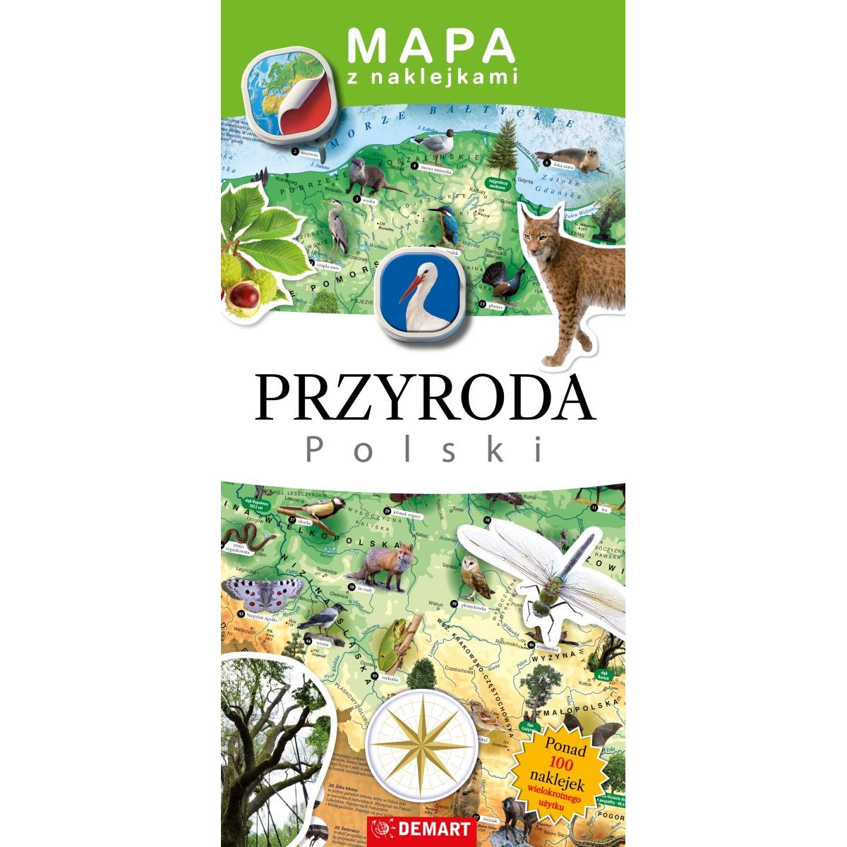Książeczka edukacyjna Demart Mapy z naklejkami. Przyroda Polski