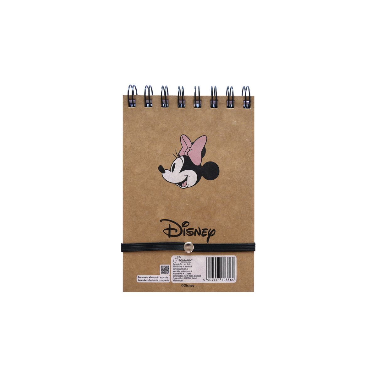 Kołozeszyt (kołobrulion) Beniamin Minnie Mouse ZAMYKANY NA GUMKĘ / KRAFT LINER A6 96k. 70g KRATKA [mm:] 120x155