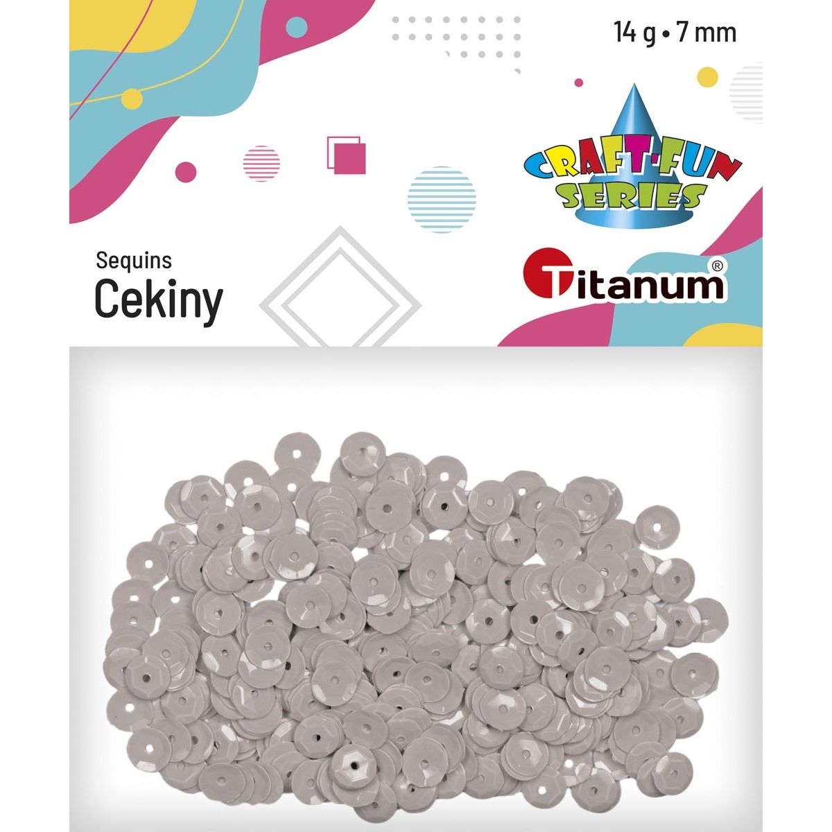 Cekiny Titanum Craft-Fun Series okrągłe 7mm szary jasny 14g