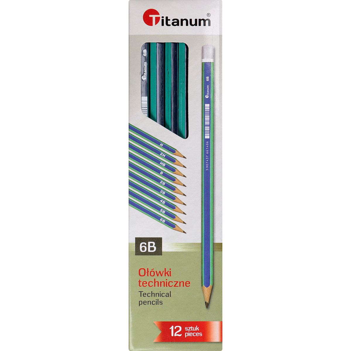 Ołówek bez gumki 6B 6B Titanum (AS034B)