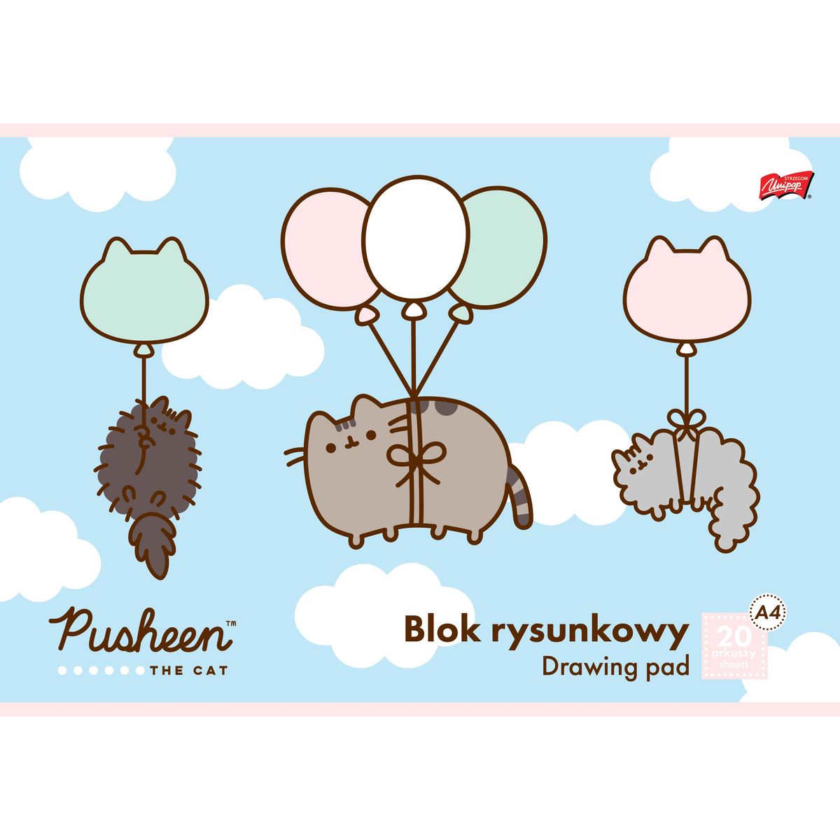 Blok rysunkowy Unipap Pusheen A4 biały 20k