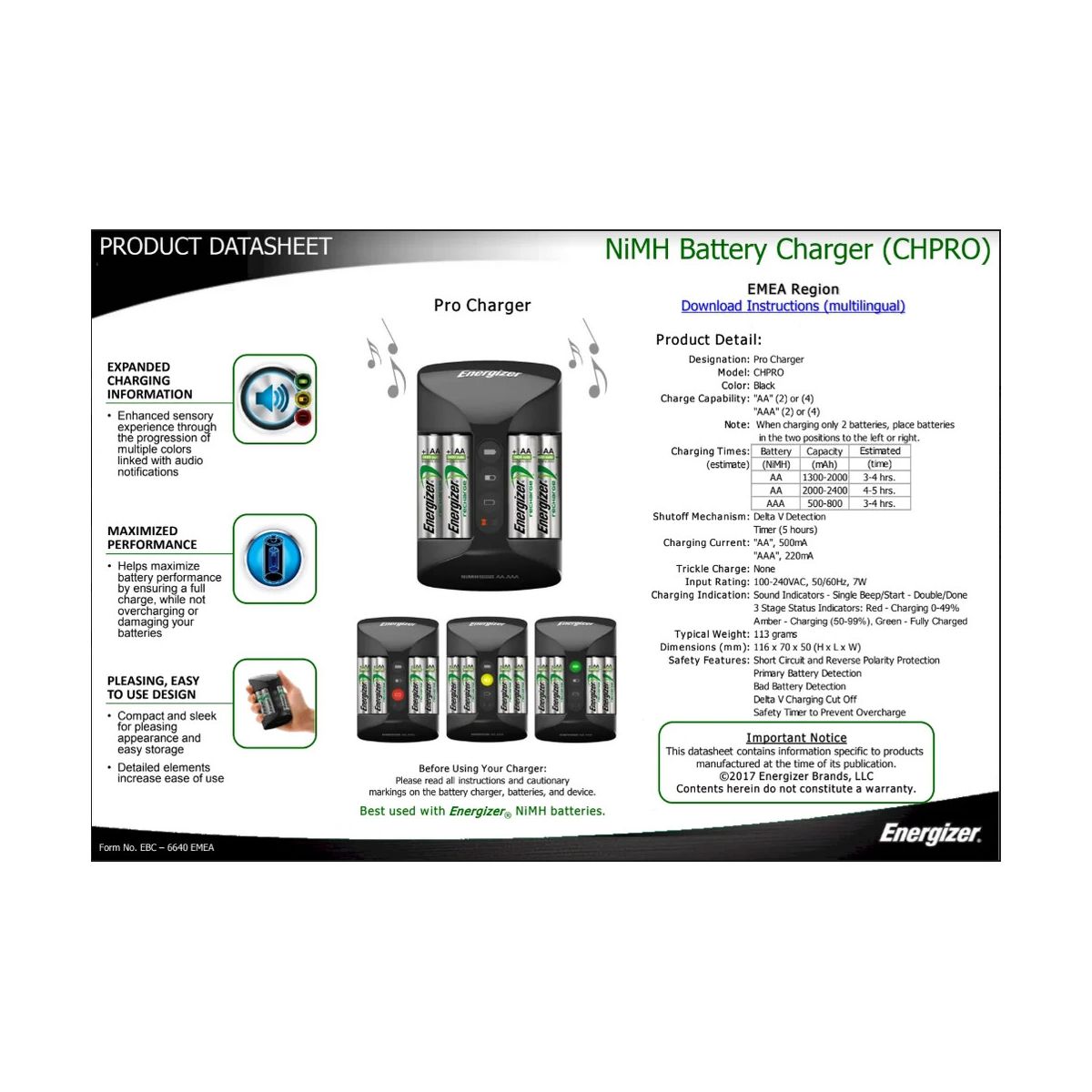 Ładowarka akumulatorowa PRO + 4 x R6 2000 mAh Energizer (NH15-2000)