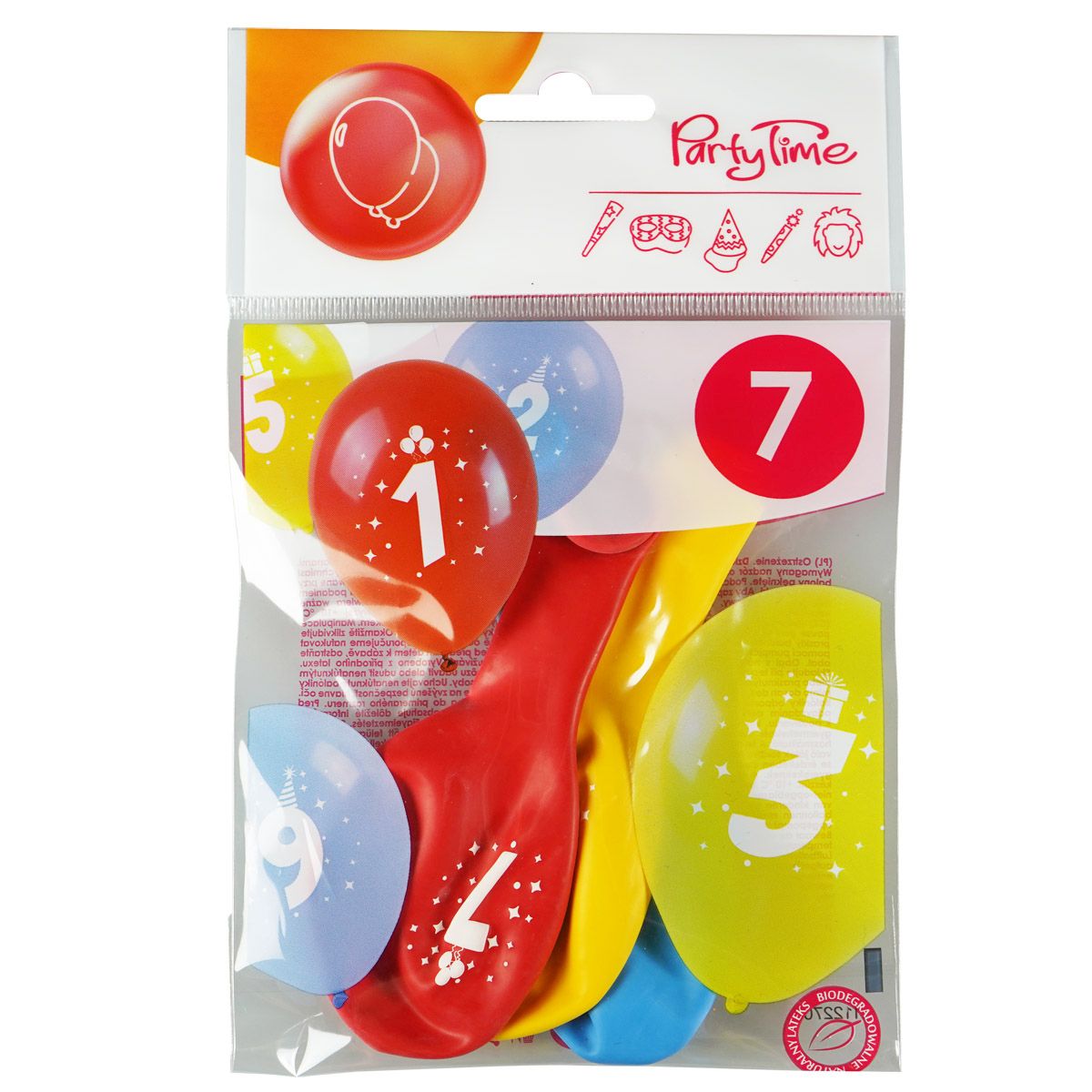 Balon gumowy Arpex z nadrukiem cyferki - 7 (3 szt.) mix 280mm (KB1962-7-9944)