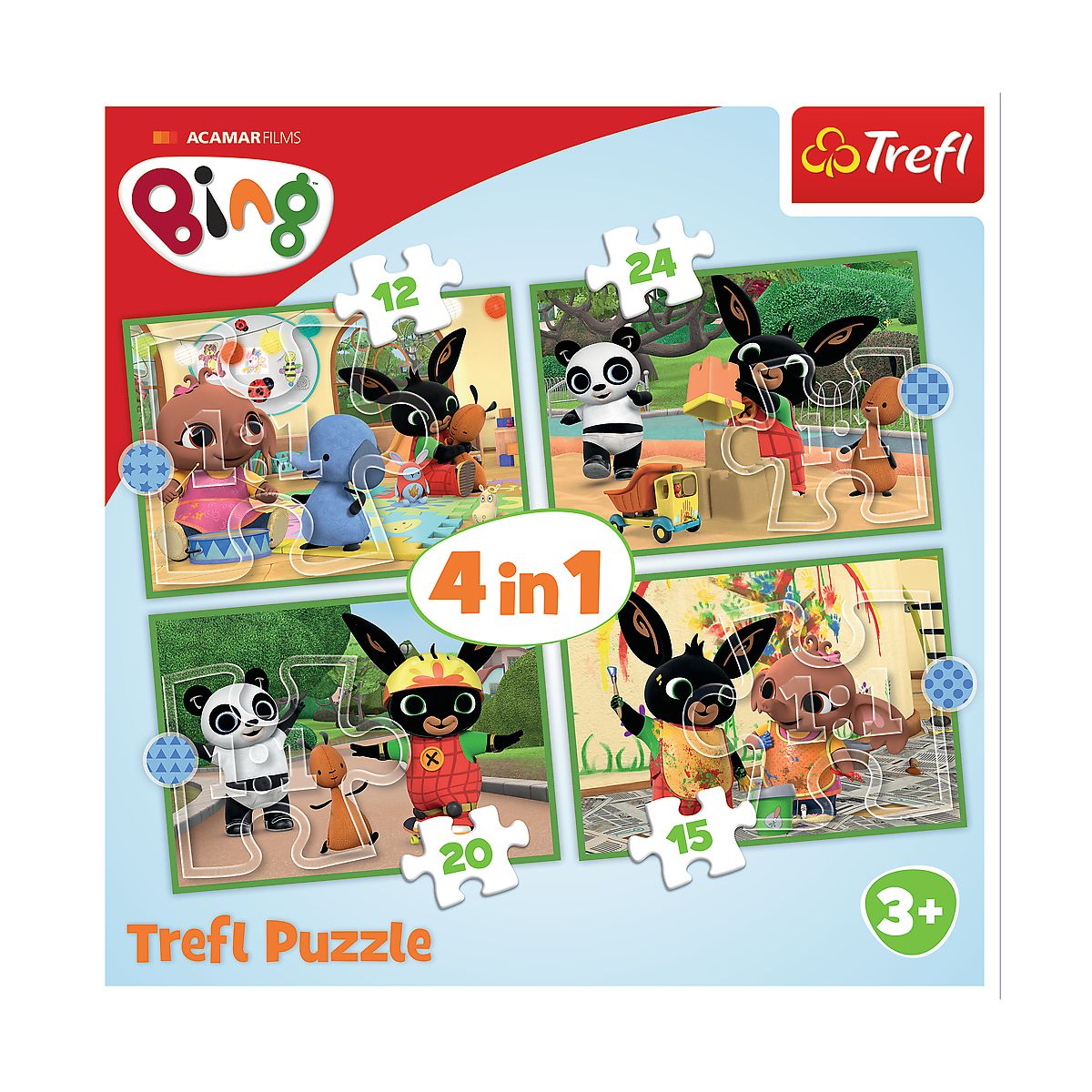 Puzzle Trefl Wesoły dzień Binga 4w1 el. (34357)