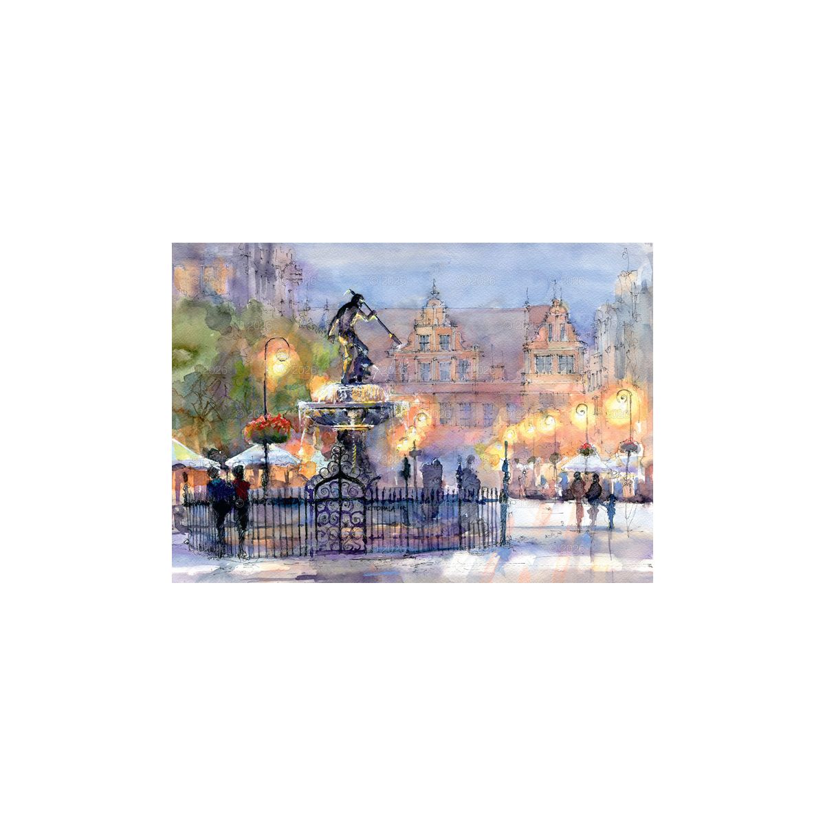 Kalendarz ścienny miasta w awkareli rodzinny 2026 280mm x 400mm Lucrum (WL05)