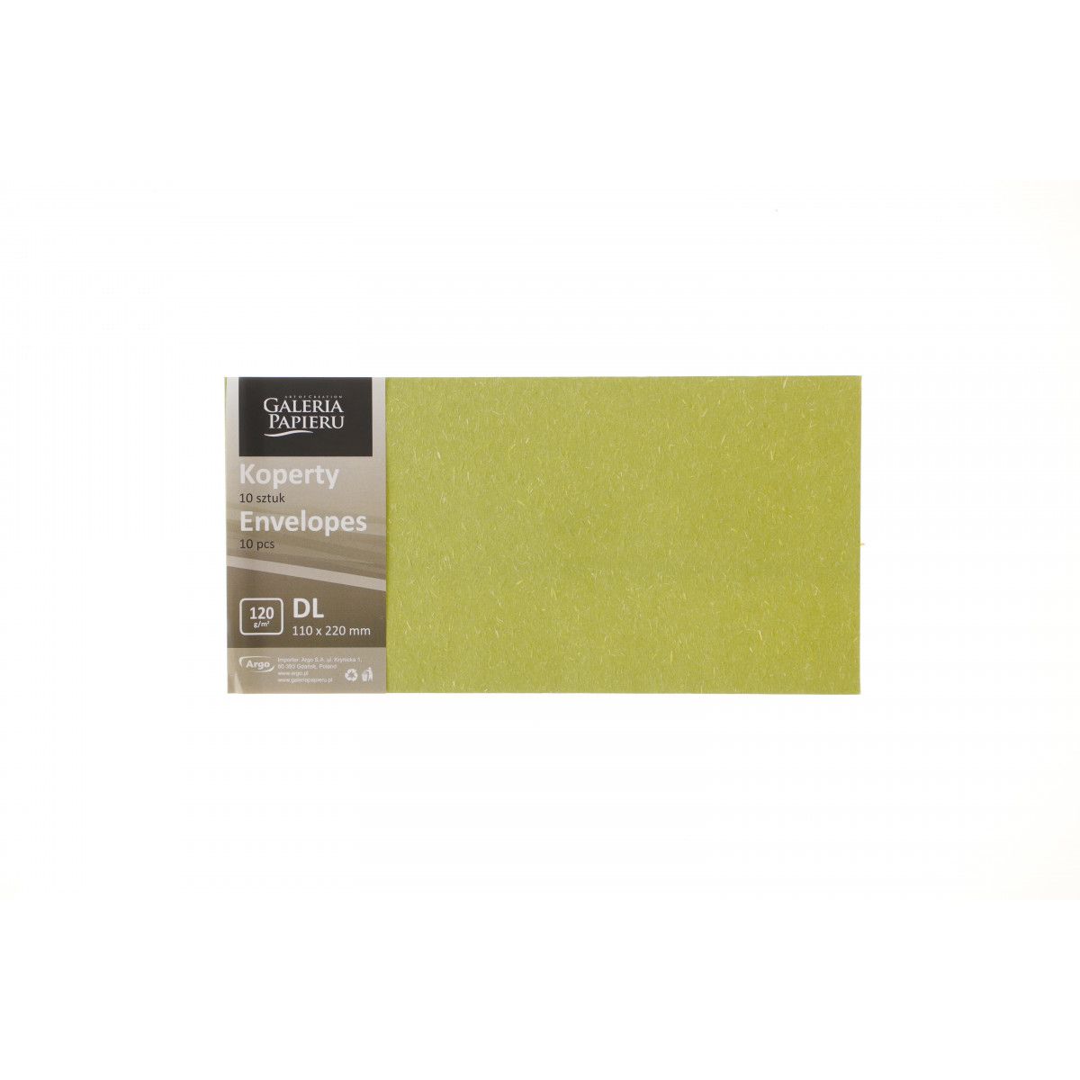 Koperta DL oliwkowy [mm:] 99x210 Argo (282121) 10 sztuk